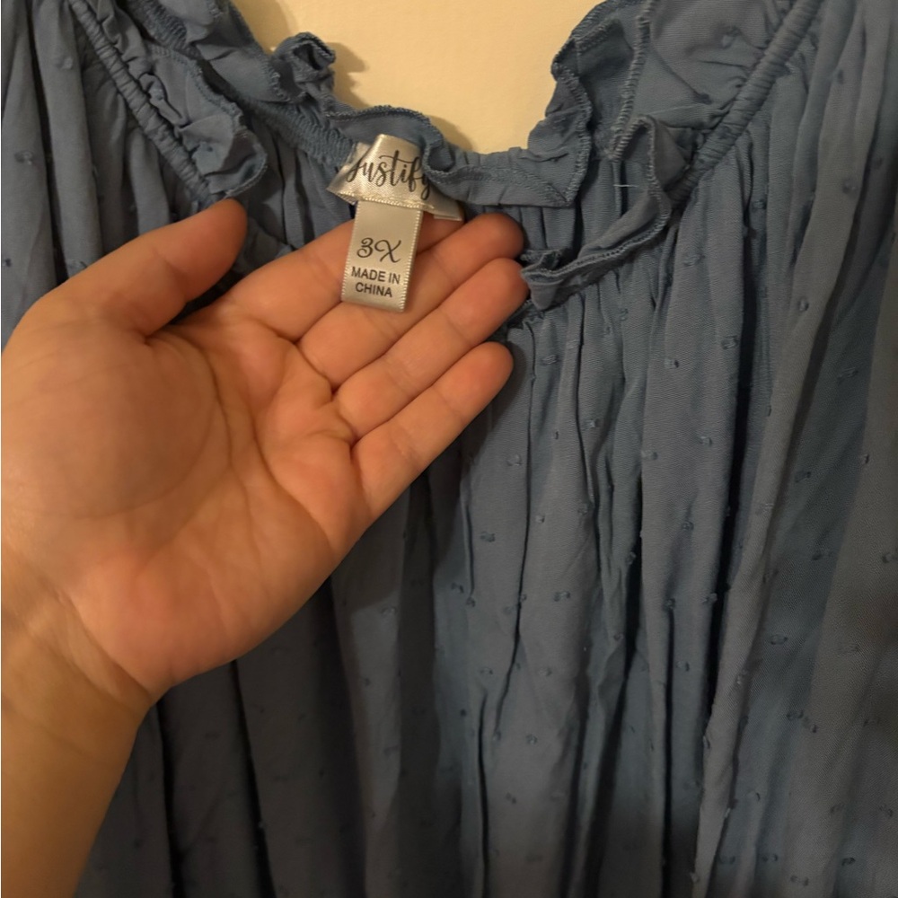 NWT plus size Blue Ruffled Romper - Picture 3 of 4